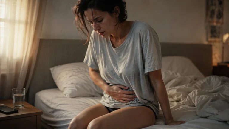 une femme qui a envie de vomir le matin au réveil