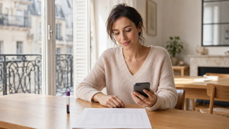 une femme enceinte qui utilise un calculateur taux hcg