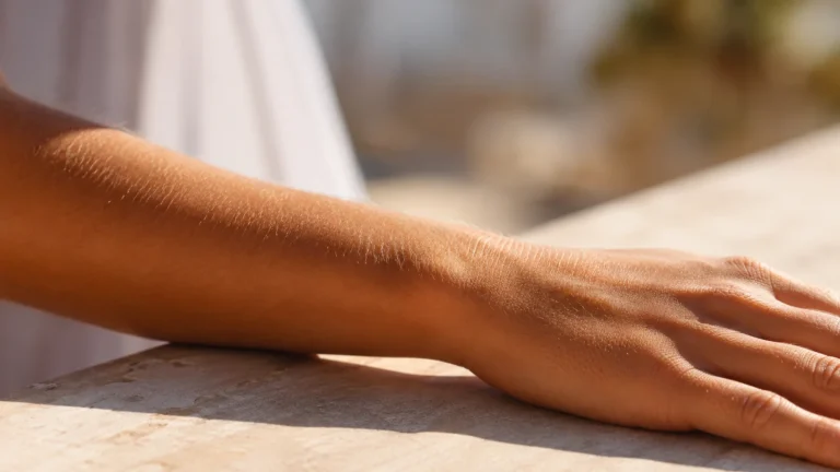Bras nu exposé à la lumière dorée du soleil, principale source de synthèse de la vitamine D
