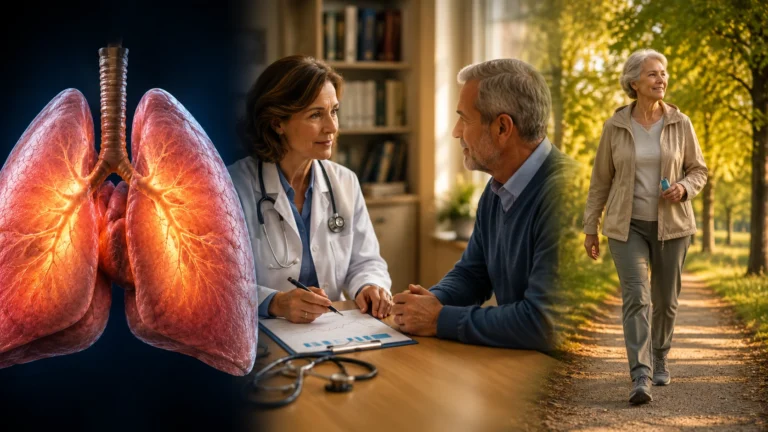 Espérance de vie avec un emphysème pulmonaire : illustration médicale, consultation pneumologue et activité physique